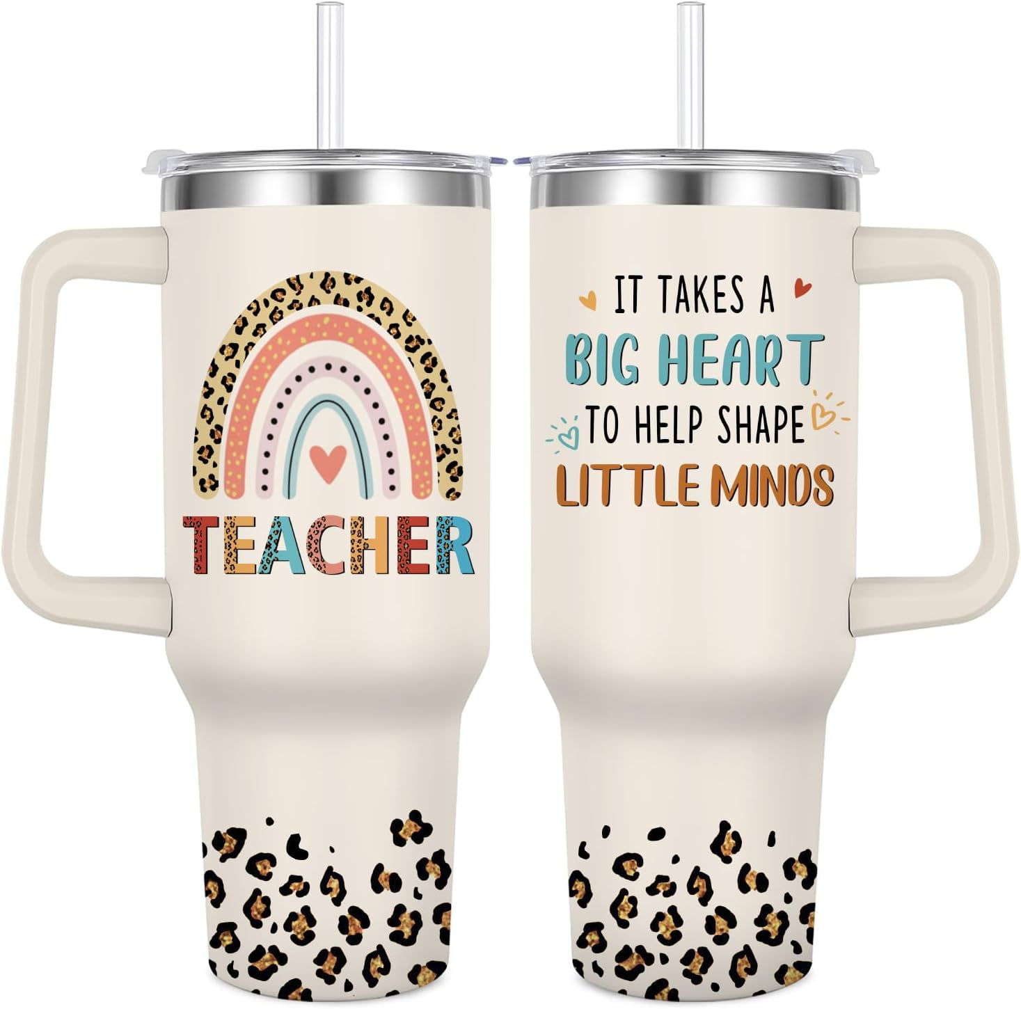 Teacher Tumbler Appreciation Present -Teacher Water Bottle 40 Oz-Thank You Present for Women Teachers, Back To School, Birthday, Retirement