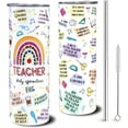thumbnail image 1 of Teacher Tumbler Gifts For Women,Teacher Daily Cup Best Teacher Ever Gifts Teacher Birthday Gifts Mug Stainless Steel Skinny Tumblers 20oz, 1 of 6