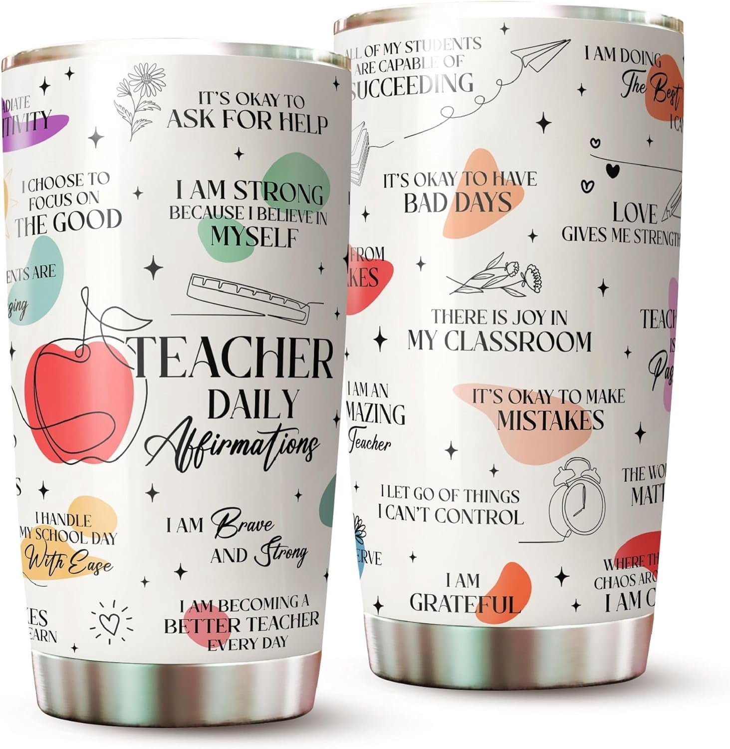 Teacher Tumbler - Gifts for Teachers Women On Teachers Day, Birthday, Christmas - Teacher Appreciation Tumbler - Teacher Cup - Teacher Daily Affirmations Tumbler - Teacher Mug - Tumbler 20 Oz