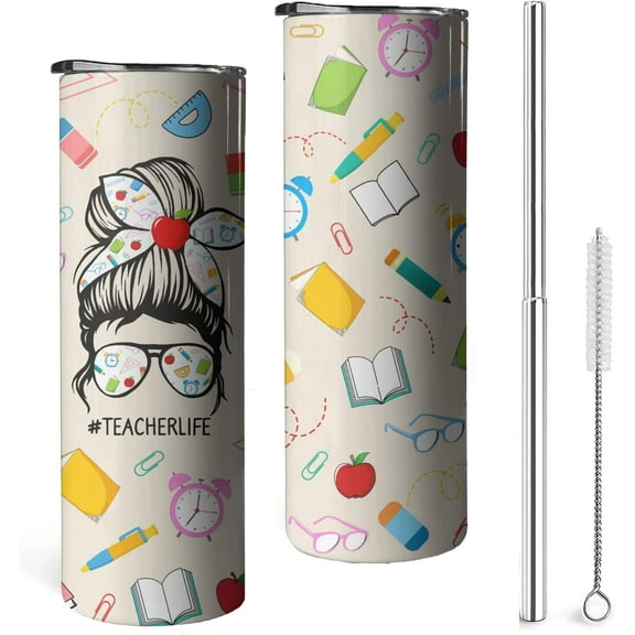 Teacher Tumbler with Lid and StrawBack To School Tumbler,Teacher Preschool Teacher Gift