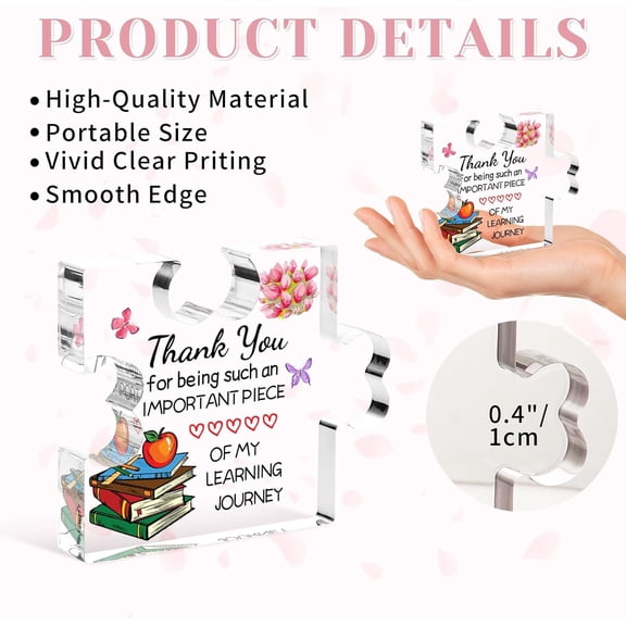 Teacher Valentine Gifts, Teacher Appreciation Gifts Acrylic Plaque, Valentines Day Christmas Thank You Graduation Gifts for Women Teacher Classmate Study Partner Roommate