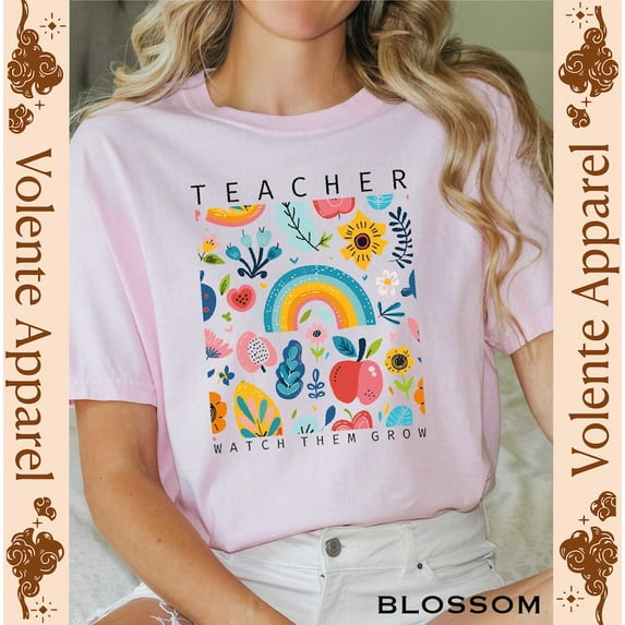 Teacher Watch Them Grow Shirt, Teach Them Shirt, Love Them Shirt, Floral Shirt, Flowers Students Shirt, S For Teacher, Teacher S, Full Size S-5XL
