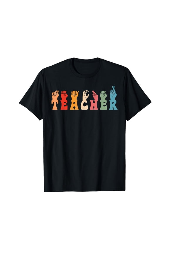 Teacher Word In Sign Language Awareness ASL Back To School T-Shirt