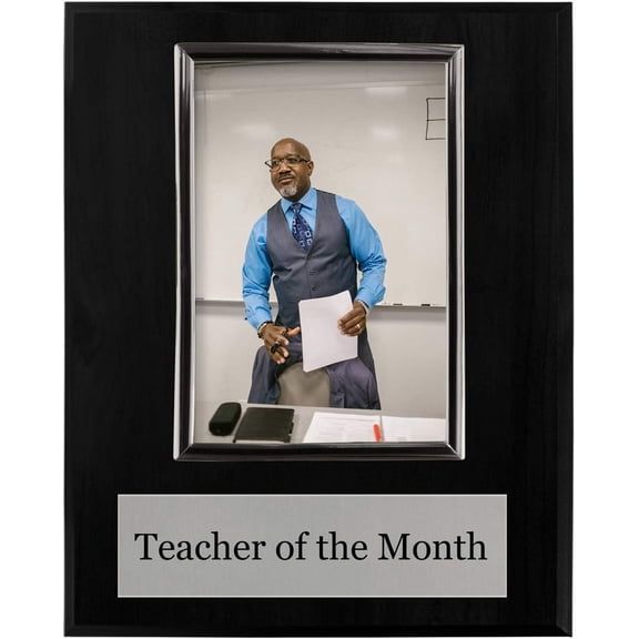 Teacher of The Month or Year Award Plaque - 8 x 10" Photo Plaque Holds a 6 x 4" Portrait Photo (Month)