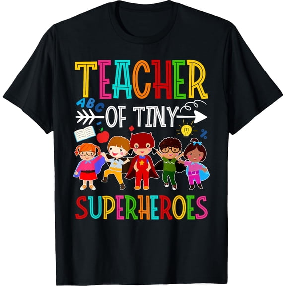 Teacher of Tiny Superheroes Back to School Kindergarten Prek Vintage Gifts T-shirt
