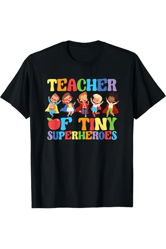 Teacher of Tiny Superheroes Funny Teach 100th Day of School T-Shirt