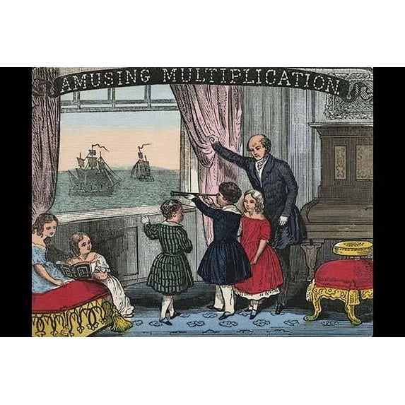 Teacher or Father spies ships in the harbor with children Poster Print by Charles Butler (18 x 24)