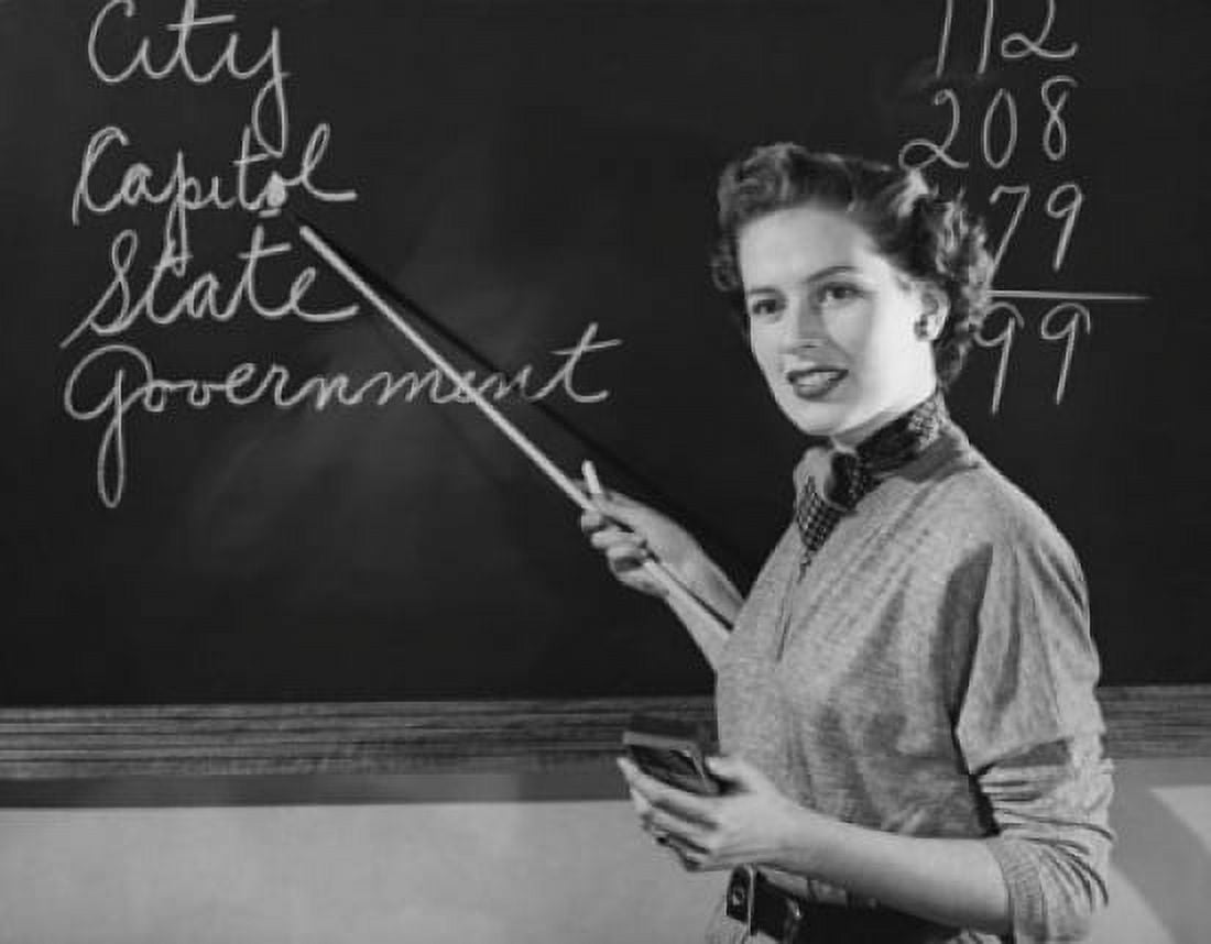 Teacher pointing to a blackboard Canvas Art -  (18 x 24)