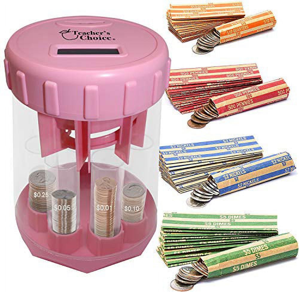 Teacher's Choice Digital Coin Counter Automatic Coin Sorter Pink