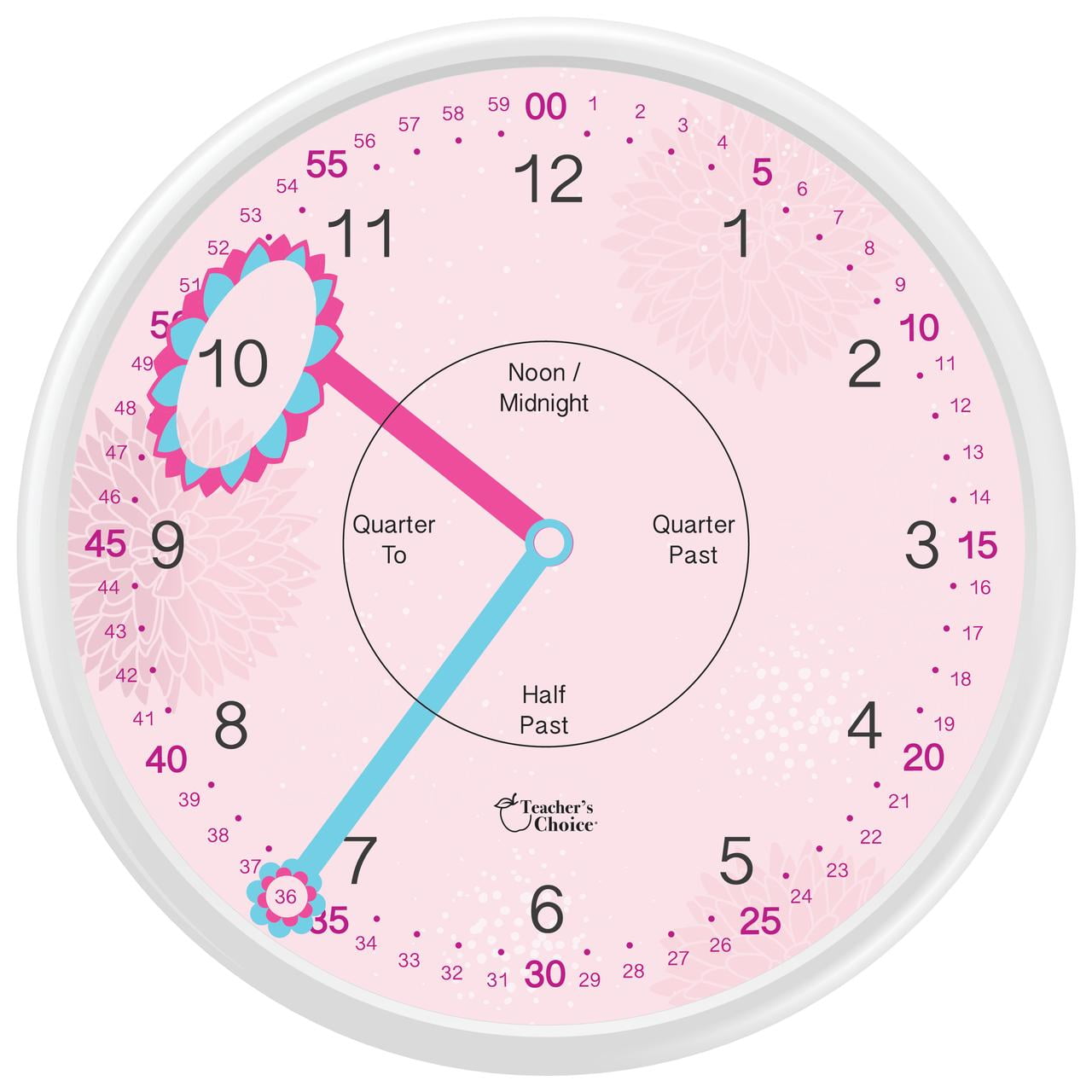 Teacher's Choice Educational Decorative Wall Clock - Silent Movement ...