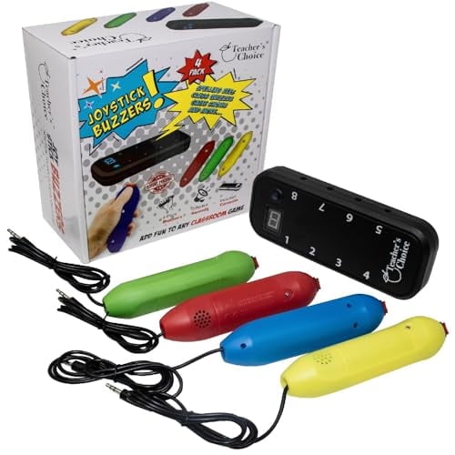 Teacher's Choice Standalone Joystick Buzzer Game System, Console with 4 Buzzers for Trivia, Quiz Shows, Classroom Games and Family Competitions