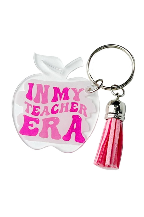 [Teachers Day Gift Keychain] Thank You Text Sunflower Tassel Unique Key Ring Appreciation Accessor