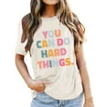 thumbnail image 1 of Teacher's Day Women's Casual Letter Printed T Shirt School Season Motivational Crewneck Tee Versatile Top, 1 of 4