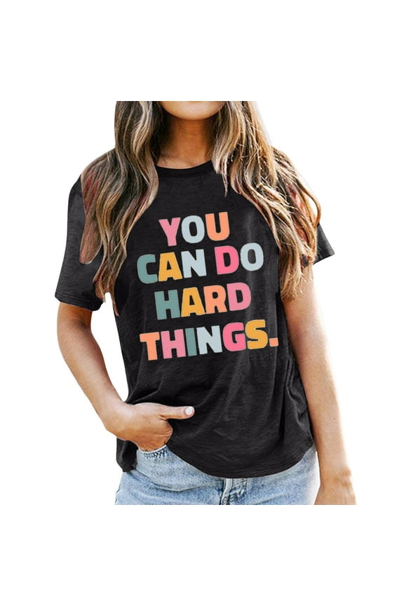 Teacher's Day Women's Casual Letter Printed T Shirt School Season Motivational Crewneck Tee Versatile Top