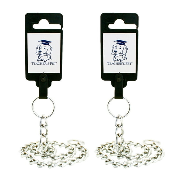 Teacher's Pet Stainless Steel Slip Heavy Chain Training Collar Bundle - 2 Pack - Strong, Durable, Weather Proof, Tarnish Resistant Metal Chain (Medium, 21.6 inches, Large, 21.65 inches)