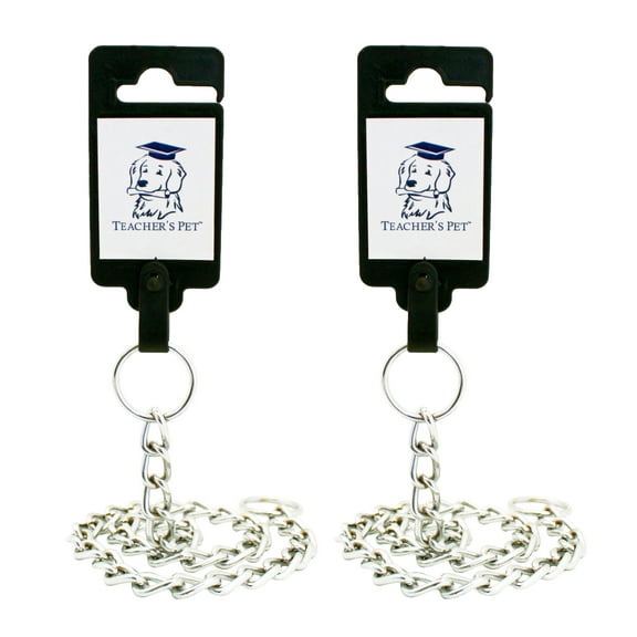 Teacher's Pet Stainless Steel Slip Heavy Chain Training Collar Bundle - 2 Pack - Strong, Durable, Weather Proof, Tarnish Resistant Metal Chain (Small, 15.75 inches, Medium, 21.6 inches)