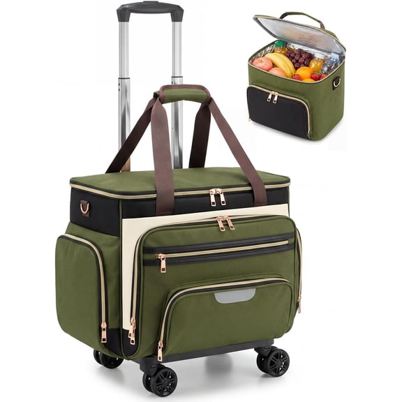 Teacher's Rolling Bag with Accordion-Style File Organizer