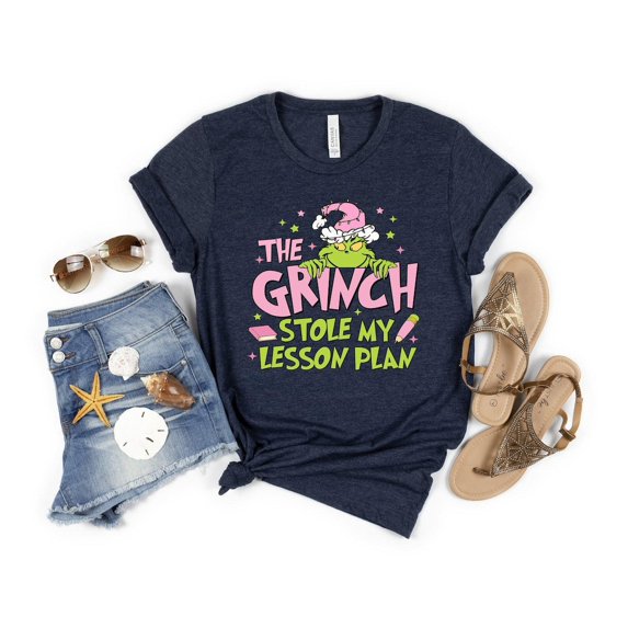 Teacher season Shirt, Resting Grinnchh Face Shirt, Grinnchh Stole My Lesson Plan Grinnchh Teacher Shirt, season For Teacher Shirt, F4758 All Size S-5Xl