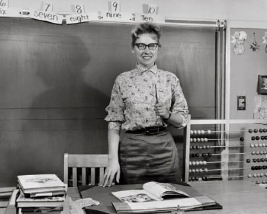 Teacher smiling in a classroom Canvas Art - (18 x 24)
