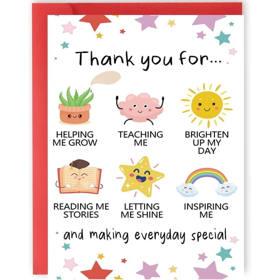 Teacher thank you cards, men's and women's teacher appreciation gifts, thank you for helping me grow cards, best teacher appreciation gift ideas for students
