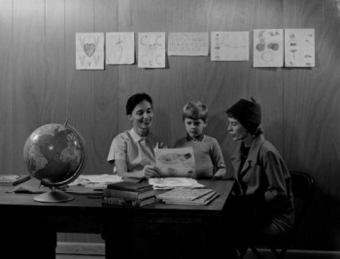 Teacher with mother and son at parents day Canvas Art - (24 x 36)