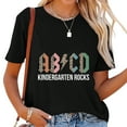 thumbnail image 1 of Teachers Abcd Rock Kindergarten Rocks Leopard Back To School T-Shirt, 1 of 5