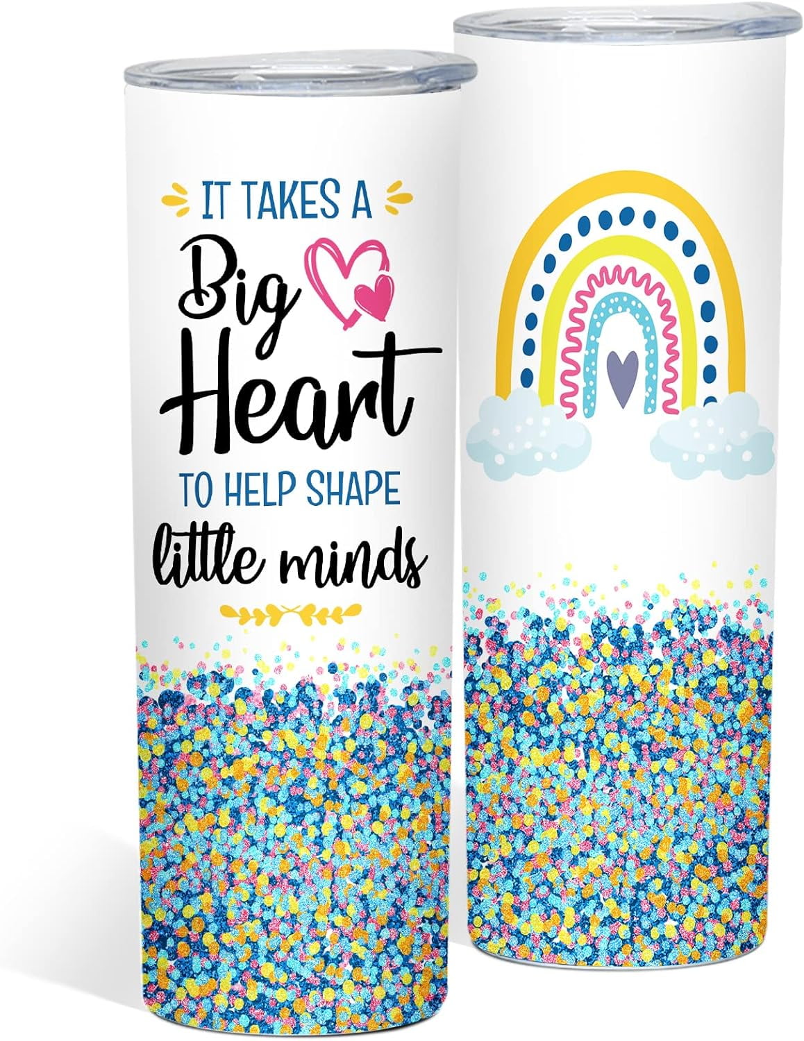 Teachers Appreciation Gifts - 20oz Blue Yellow Rainbow Skinny Tumblers ...