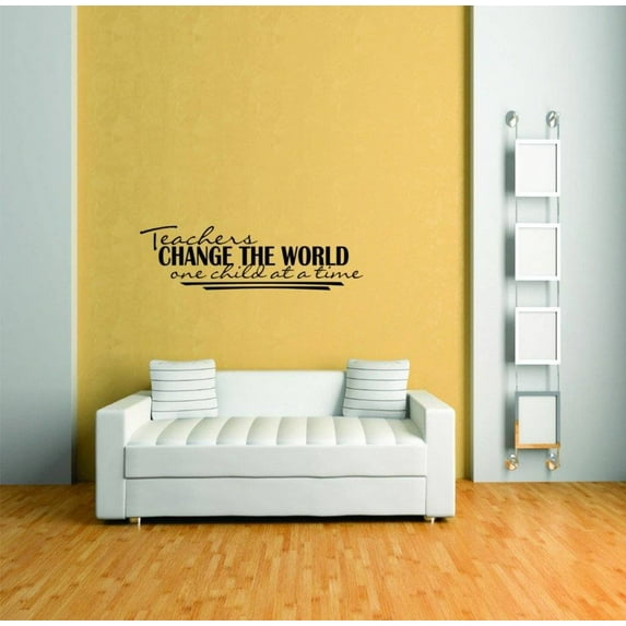 Teachers Change The World Living Room Picture Art - Color=Pink -=8"x26" - Peel & Stick Vinyl Wall Decal Sticker 8x26