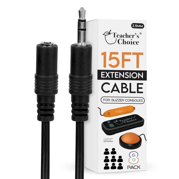 Teacher's Choice 15 Ft Extension Cables for Handheld Game Buzzer System (8 Pack)