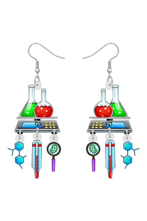 Teachers' Day Acrylic Science Earrings Novelty Test Tube Microscope Dangle Jewelry for Women Gifts