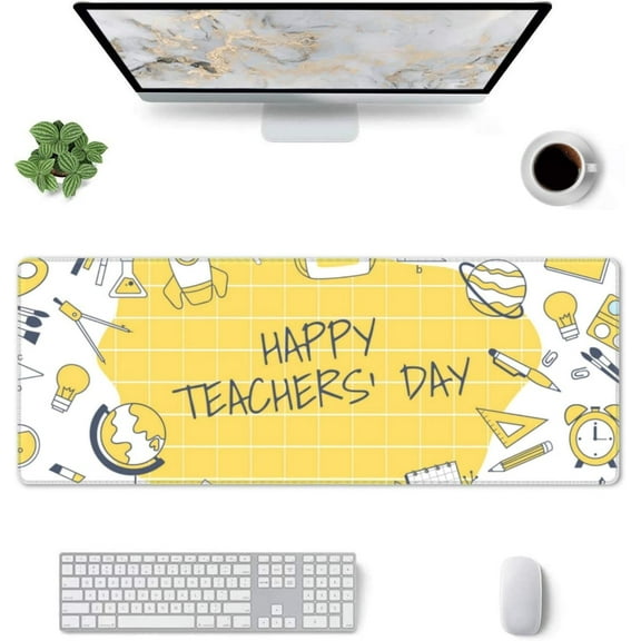 Teachers Day Gaming Mouse Pad Large Mouse Pad (31.5x11.8 Inch) Non-Slip Rubber Base Large Desk Mat Desk Protector for Home Office Gaming Work