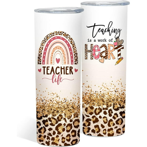 Teachers Gifts - Appreciation Gifts for Teachers - 20oz Teacher Life Skinny Tumbler - Birthday Gift for Her - Gifts for Teachers Day Christmas First Day of School, 1 Piece