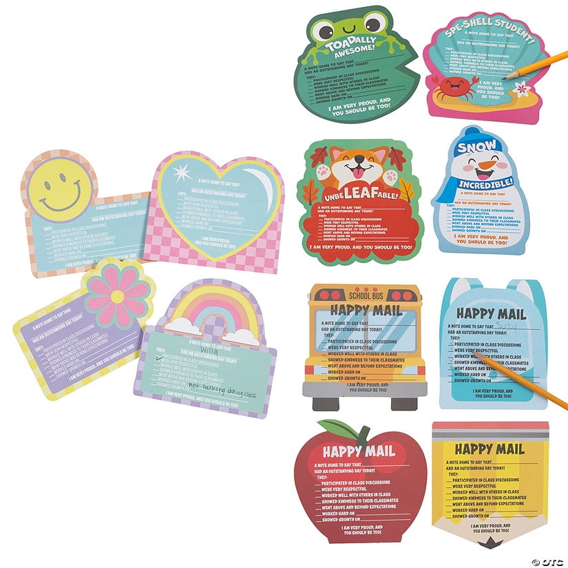 Teachers Happy Mail Compliment Notepads Assortment - 12 Pieces