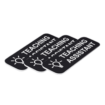 Teaching Assistant 1 x 3" Name Tag/Badge, Black, (3 Pack)