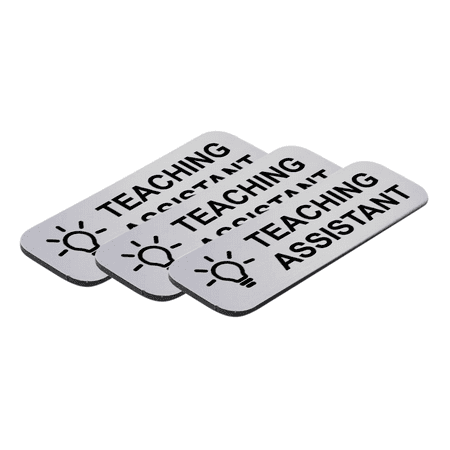 Teaching Assistant 1 x 3" Name Tag/Badge, Silver, (3 Pack)