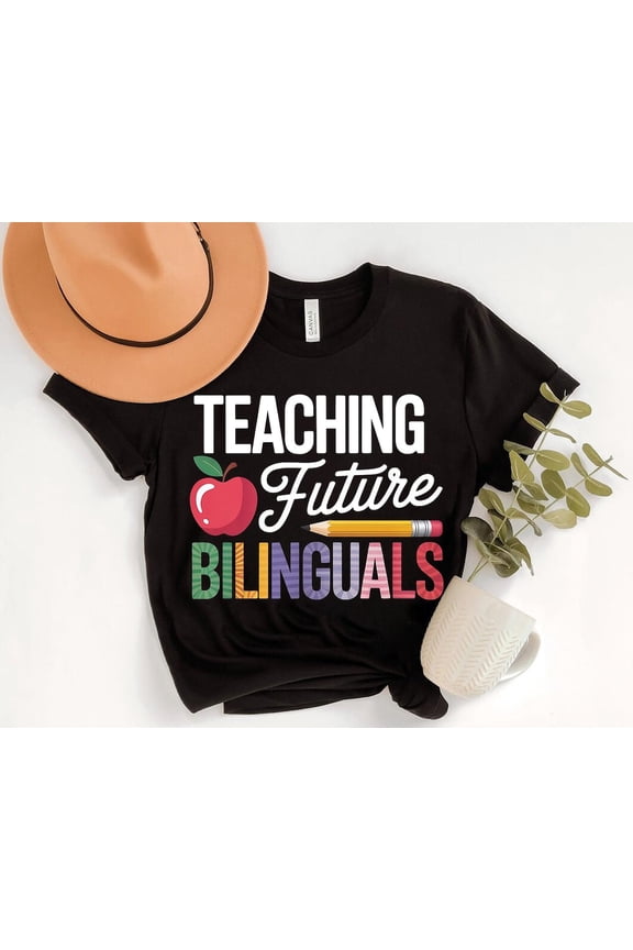 Teaching Future Bilinguals Shirt - Teacher Appreciation Tee - Dual Language Educator Gift - Cute Apple Pencil Classroom T-Shirt All Size S-5Xl