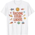 thumbnail image 1 of Teaching Future Leaders Rocket Blast Off Outer Space Teacher T-Shirt, 1 of 6