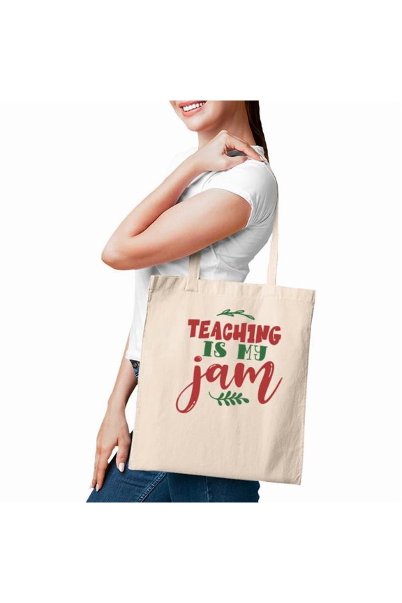 Teaching Is My Jam Teacher Red And Green Tote Bag