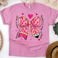 thumbnail image 1 of Teaching Is a Work of Heart Shirt – Pink Bow Valentine Teacher Graphic Tee , Azalea, Size 2XL, 1 of 6