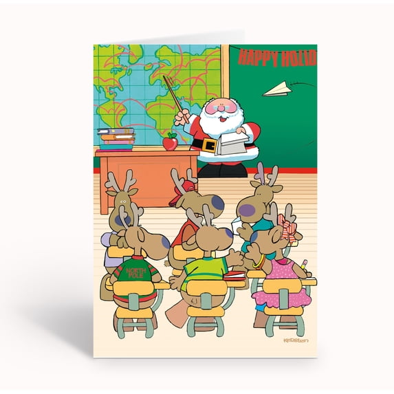 Teaching Santa Christmas Cards - 18 Teacher Christmas Cards & Envelopes - 50060