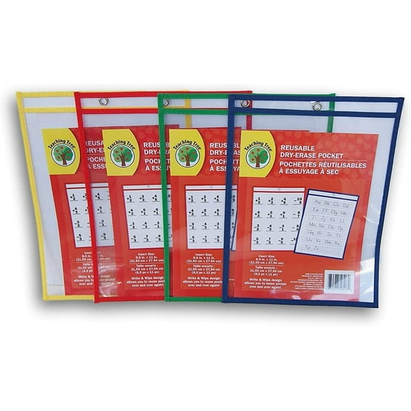Teaching Tree Reusable Dry Erase Pockets - 2 Pockets