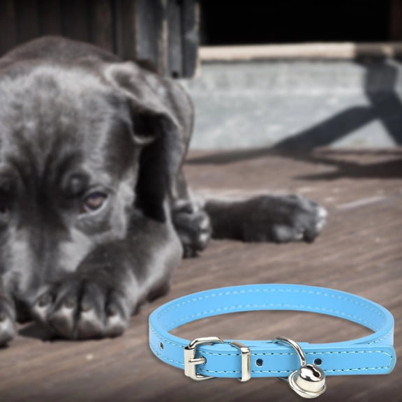 Teacup Dog Collar Adjustable with Bell - PU Leather Cat Collar for Small Dogs, Tiny Puppies, Kittens, Yorkies, and Extra Small Pets, Comfort Fit for Boy Girl Animals