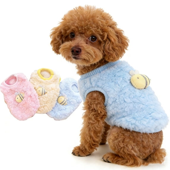 Teacup Dog XS Clothes ,Bee Pattern Kitten Clothes Winter Warm Fleece Puppy Pet Clothes Sweater Shirt Vest for Mini Newborn Extra Small Dogs.