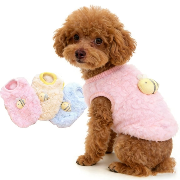 Teacup Dog XS Clothes ,Bee Pattern Kitten Clothes Winter Warm Fleece Puppy Pet Clothes Sweater Shirt Vest for Mini Newborn Extra Small Dogs.