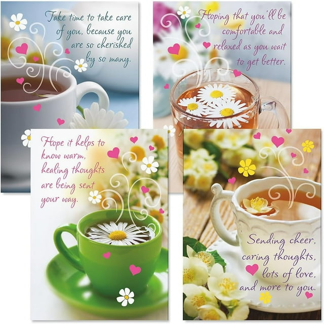 Current Teacup Get Well Greeting Cards - Set of 8, Large 5" x 7"
