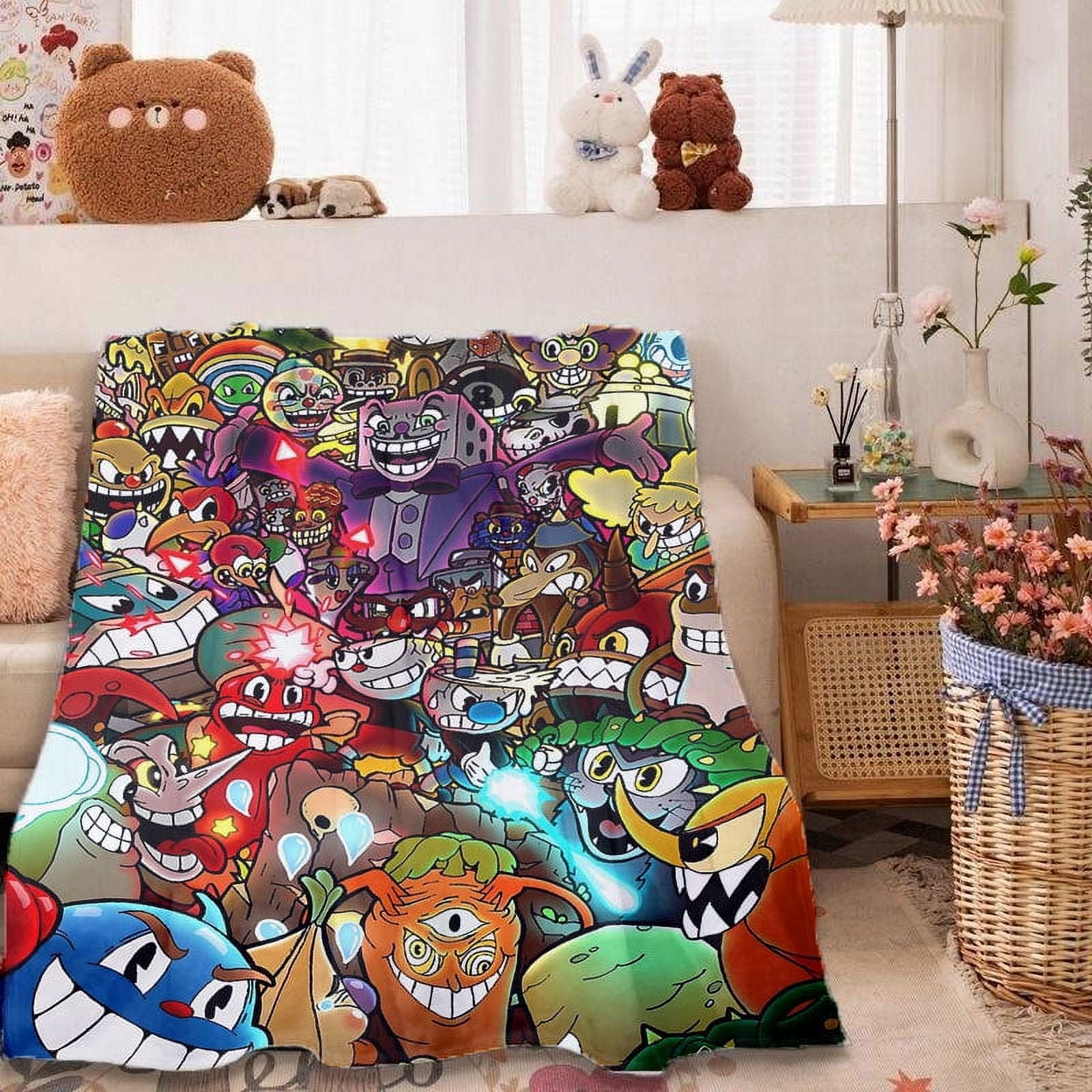 Teacup Head game blanket Anime cartoon imitation suede blanket blanket
