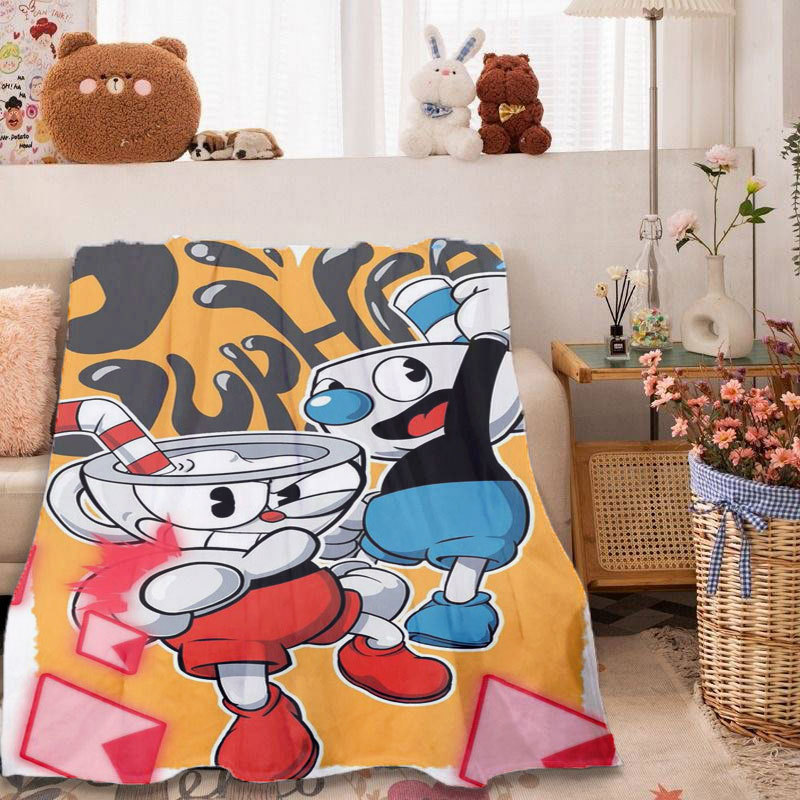 Teacup Head game blanket Anime cartoon imitation suede blanket blanket