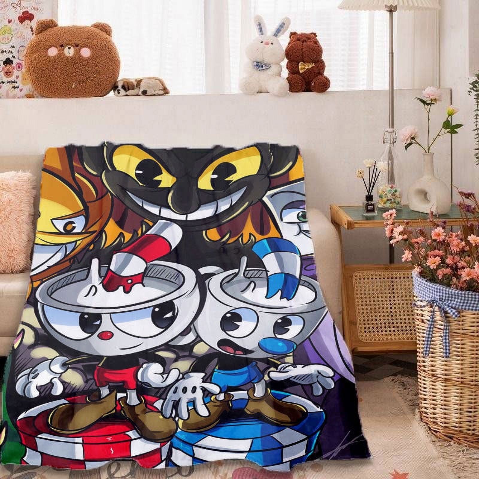 Teacup Head game blanket Anime cartoon imitation suede blanket blanket