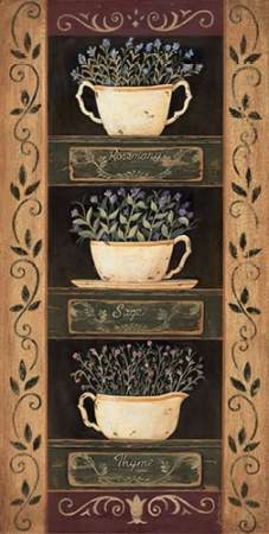 Teacup Herbs I Canvas Art - Jo Moulton (10 x 20)