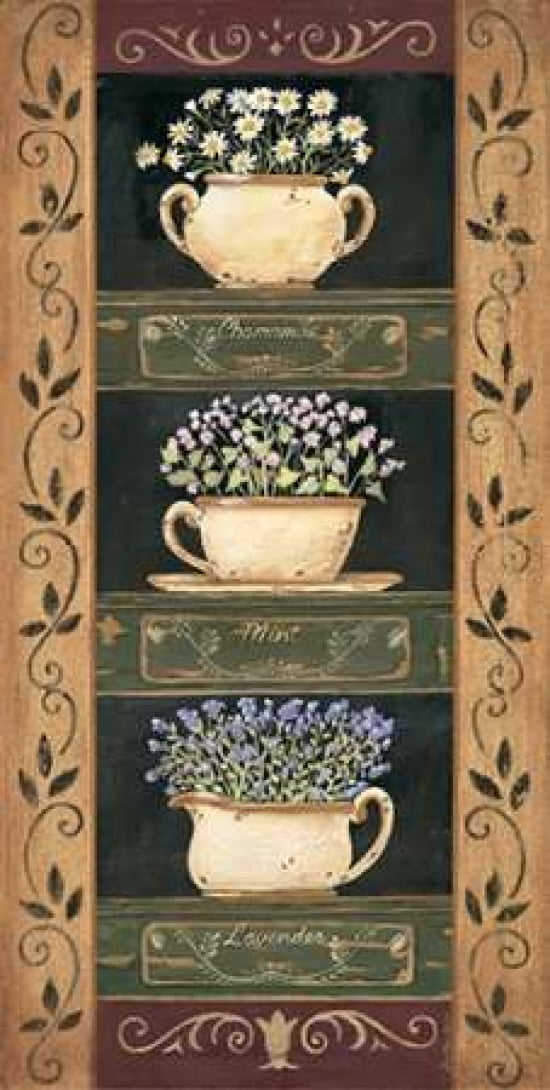 Teacup Herbs II Canvas Art - Jo Moulton (10 x 20)